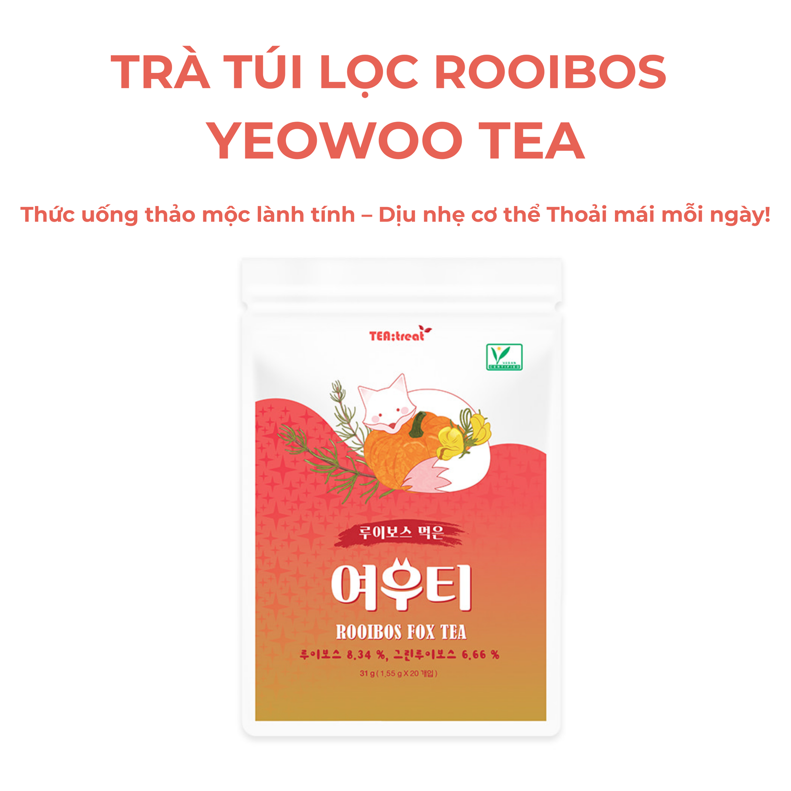 Trà Túi Lọc Thảo Mộc Rooibos Yeowoo Tea 20 Gói