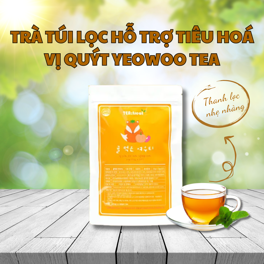 Trà Túi Lọc Hỗ Trợ Tiêu Hoá Vị Quýt Yeowoo Tea 20 Gói