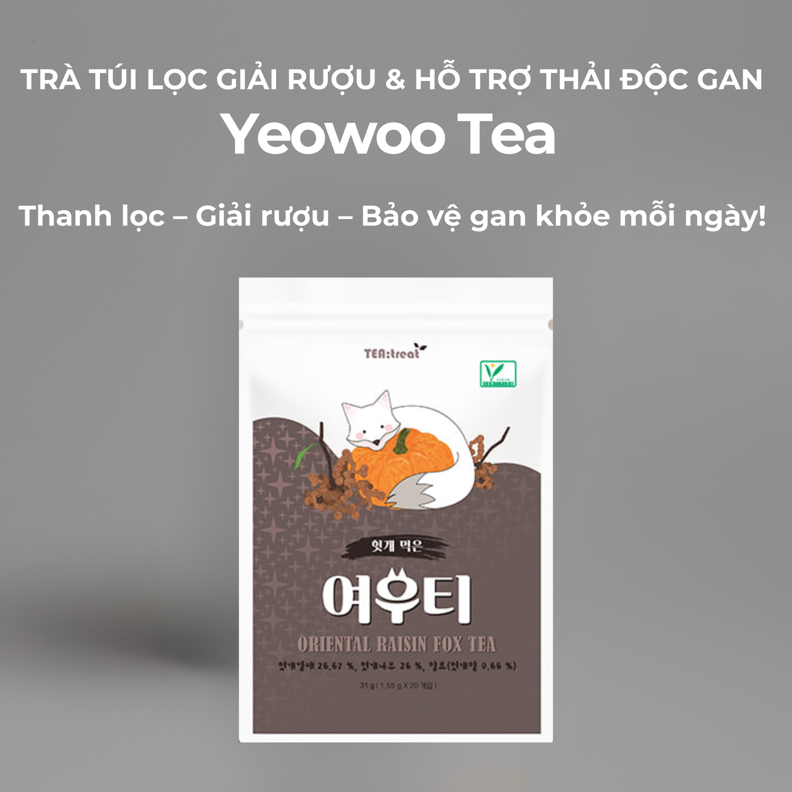 Trà Túi Lọc Giải Rượu Và Hỗ Trợ Thải Độc Gan Yeowoo Tea 20 Gói