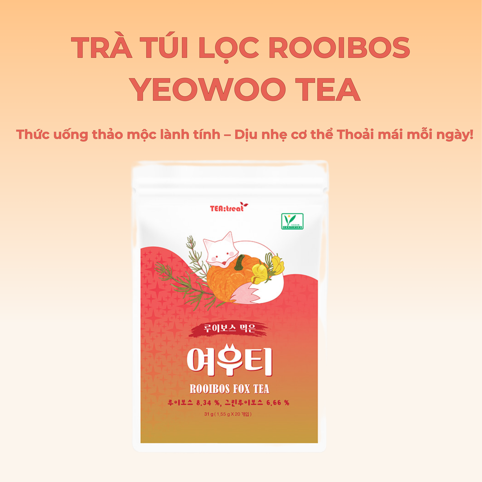 Trà Túi Lọc Thảo Mộc Rooibos Yeowoo Tea 20 Gói