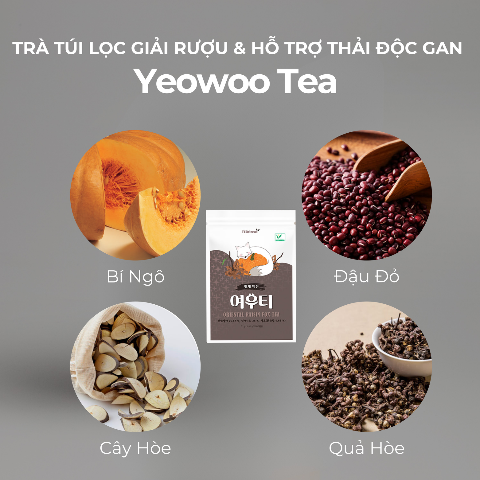 Trà Túi Lọc Giải Rượu Và Hỗ Trợ Thải Độc Gan Yeowoo Tea 20 Gói
