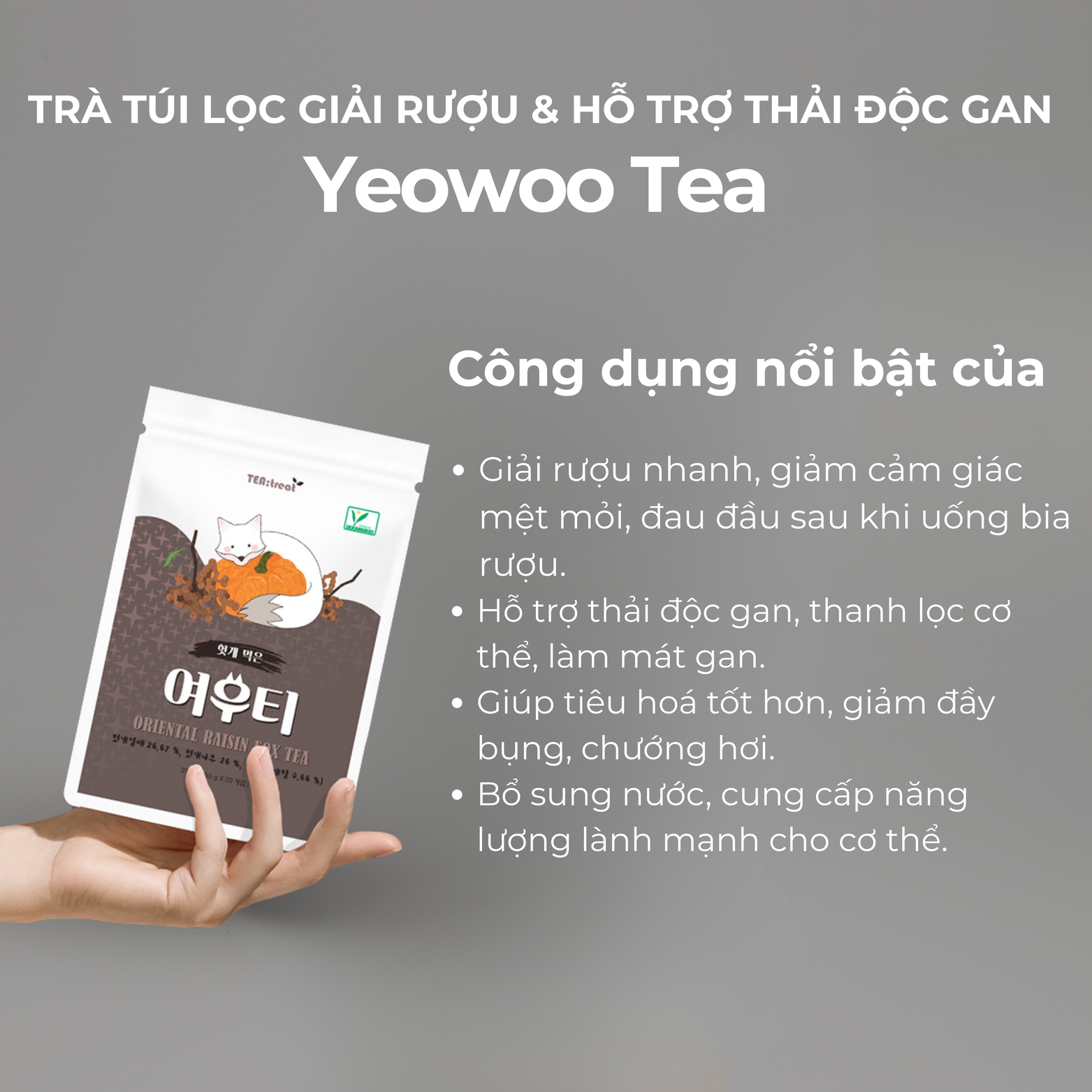 Trà Túi Lọc Giải Rượu Và Hỗ Trợ Thải Độc Gan Yeowoo Tea 20 Gói