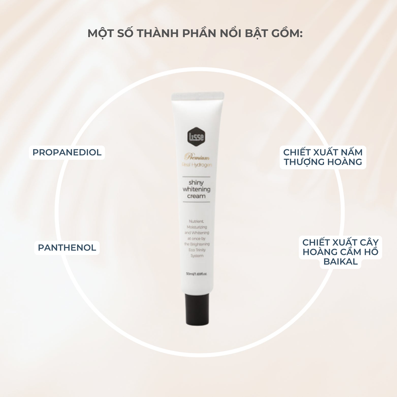 Kem Face Dưỡng Trắng Da Lisse Real Hydrogen Shiny Whitening Cream Tuýp 50ml