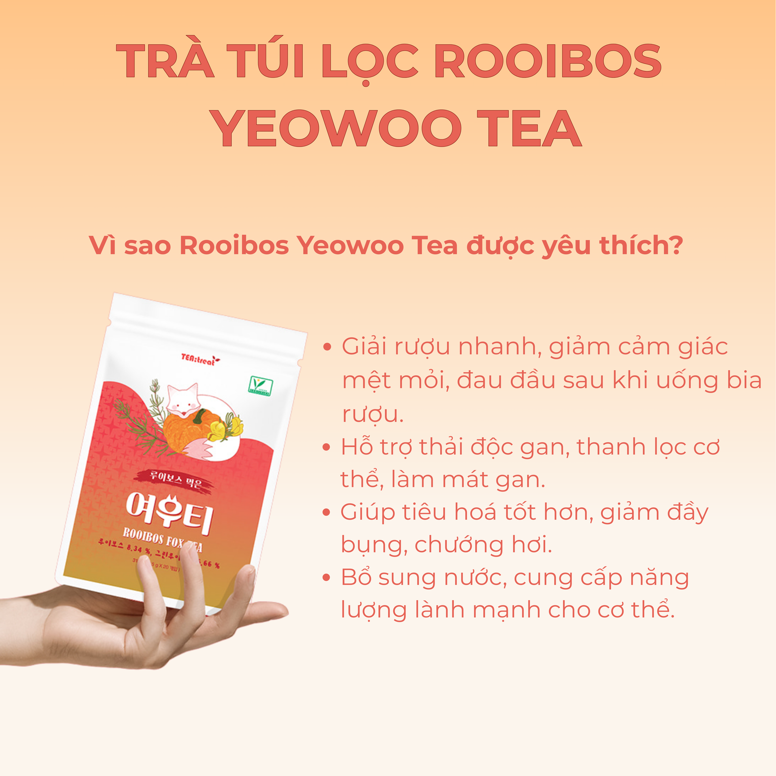 Trà Túi Lọc Thảo Mộc Rooibos Yeowoo Tea 20 Gói